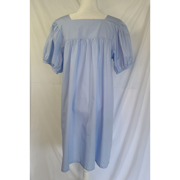 Mi Golondrina Womens Puff Sleeve Cotton Light Blue Dress XL - Picture 5 of 6